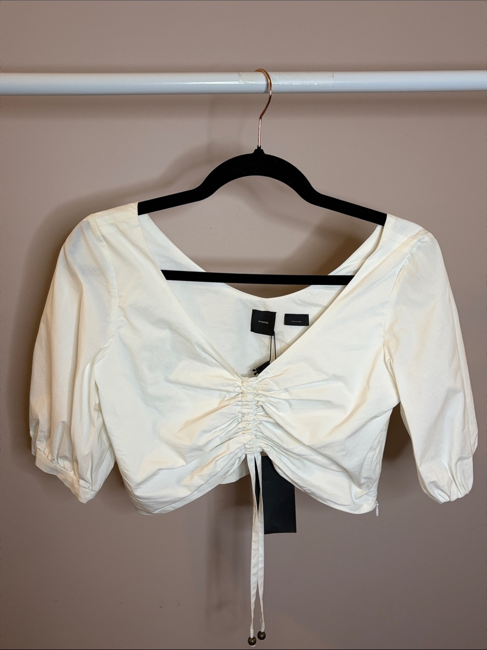 PINKO NWT White Cotton Puff Sleeve Crop Top